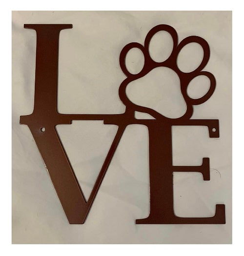 Dog Paw Love Metal Sign